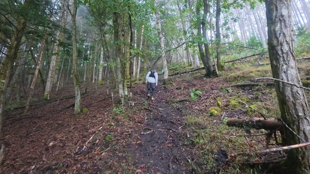 大門峠手前の急登は、滑る路面に苦戦